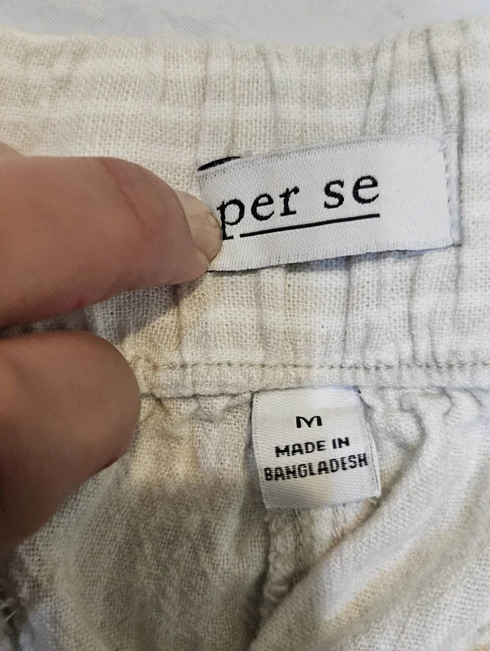 Per Se Striped Linen Capri Pants M Wide Leg Drawstring Elastic